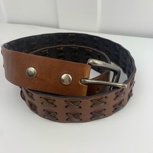 Aeropostale Brown Genuine Leather Belt Braided 48 In Large